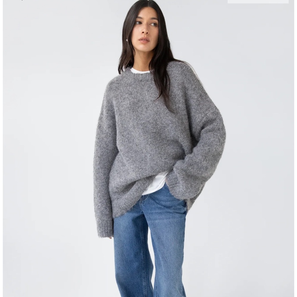 Oak and Fort oversized crewneck sweater in Smoked Pearl
